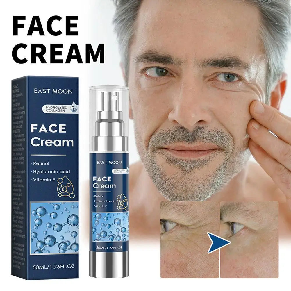 EAST MOON Men's Face Cream 50ml - Retinol, Hyaluronic Acid & Vitamin E, Deep Moisturizing Anti-Aging Oil Control for Men Care