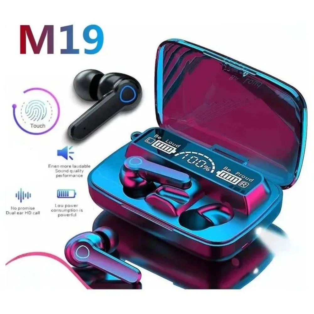 Bluetooth Headset Wireless Tws Gaming Support Noise-cancelling Touch In-ear Mini Emergency Power Bank Headset M19 Earphones