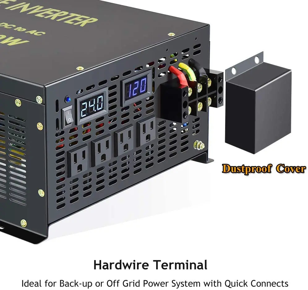6000W Pure Sine Wave Inverter Solar Power 12V/24V/36V/48V/60V/72V DC to 110V/120V/230V/220V/240V AC Drill/Air Conditioner/Pump