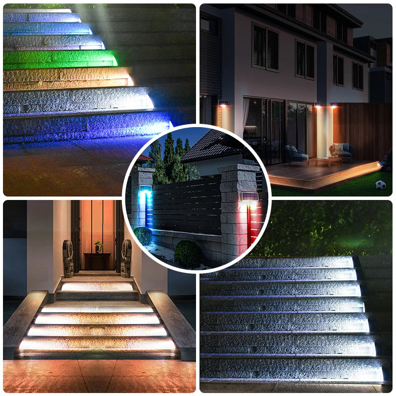 LED Step Lamp Stair Light Outdoor IP67 Waterproof Solar Light with Lens Anti-theft Design Decor Lighting for Garden Deck Path