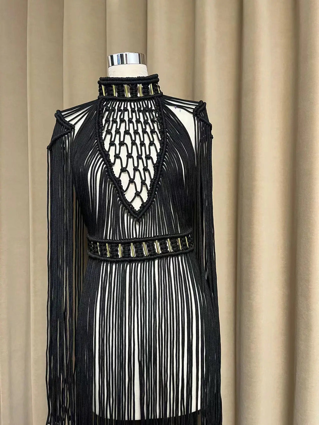 Beachapche Vestidos  MacrameDress Women'S Hollow Tassel Woven Dress Celebrity Club Party Cocktail beach Dress