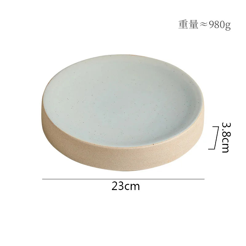 Retro Cylindrical Ceramic Plate Pasta Dish Dessert Snack Plate Steak Plate Sushi Plates Restaurant Molecular Cuisine Tableware