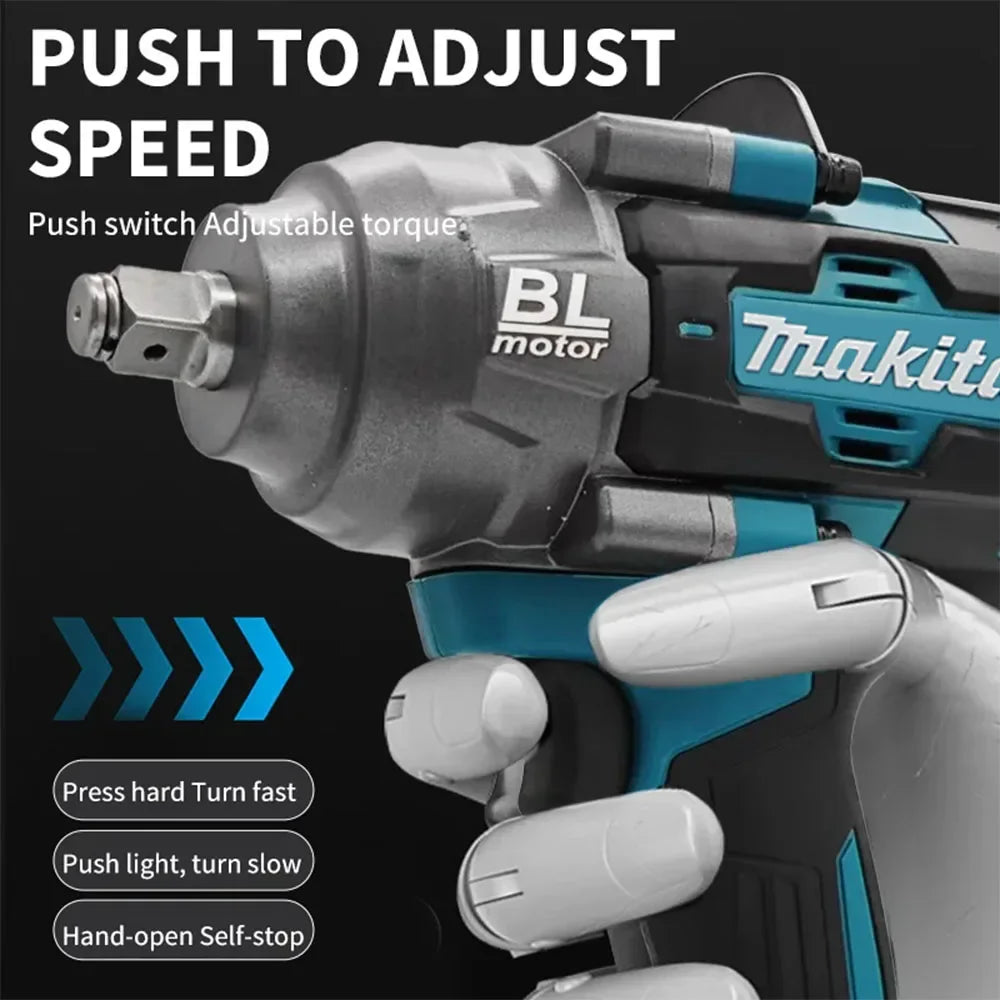 Makita 2000Nm Brushless Impact Wrench, High Torque, 1/2" Drive, Professional Automotive Tire Repair Tool,Racing repair tool