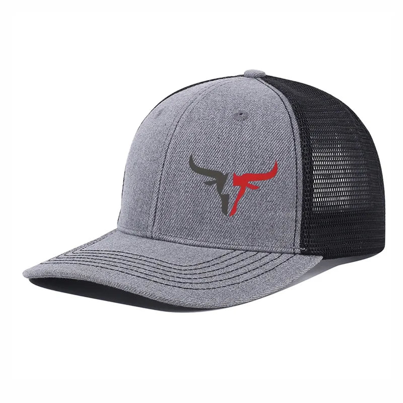 Breathable Adjustable Bull Head Print Baseball Cap - Lightweight Sun Hat for Outdoor Sports, Mesh Design，Perfect for Casual Wear