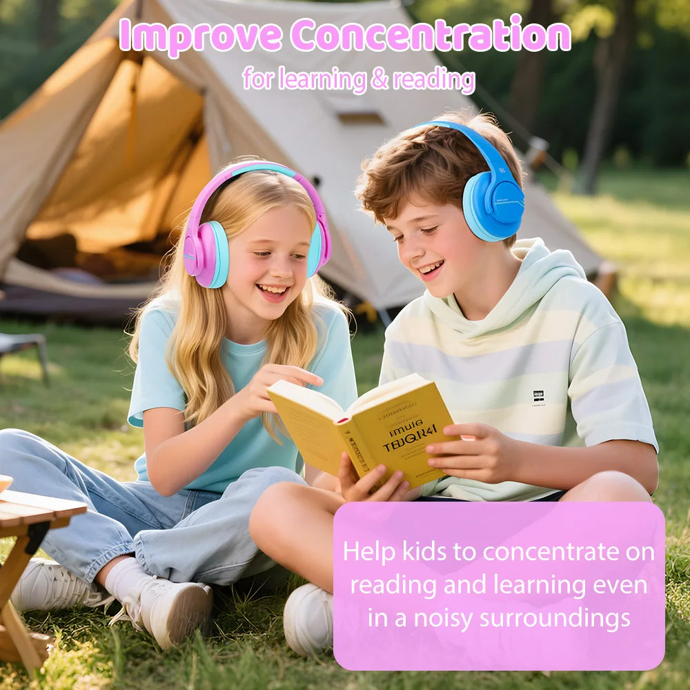ANC Kids Wireless Headphones Noise Cancelling Bluetooth Earphones For School Travel Soundproof Headset Kids Protection Hearing