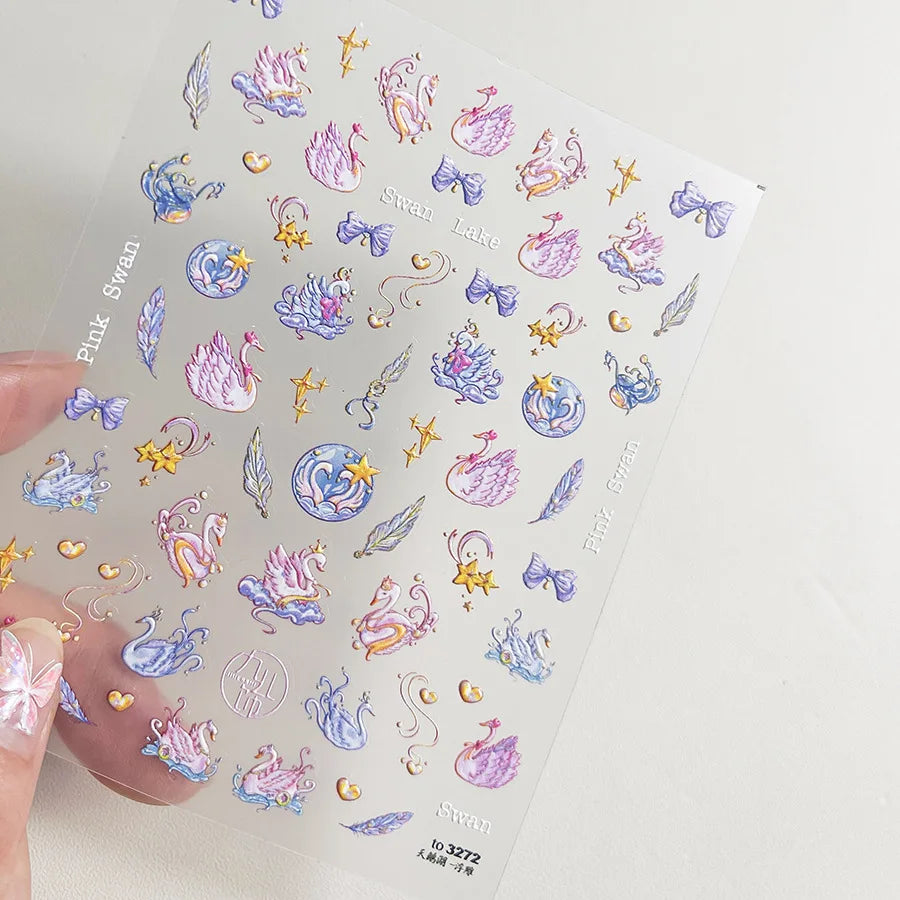 1pcs 5D Kawaii Penguin Nail Stickers Cartoon Animals Self Adhesive Nail Art Decorations Sticker Manicure Decals DIY Accessories