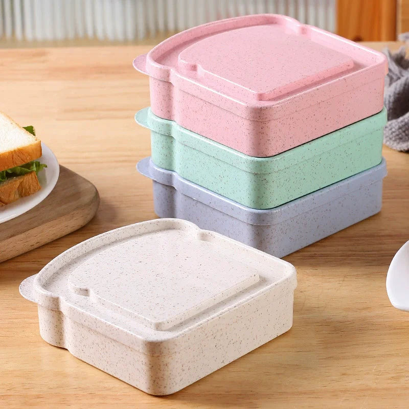 1/4PCS Sandwich Containers Lunch Box Toast Storage Box With Lid Eco-Friendly Lunch Food Container Microwavable Picnic Student
