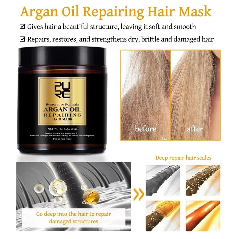 PURC Morocco Set Serum Smoothing Shampoo and Conditioner Repair Hair Mask Anti Dandruff Scalp Anti-Itch Hair Care Products Kit