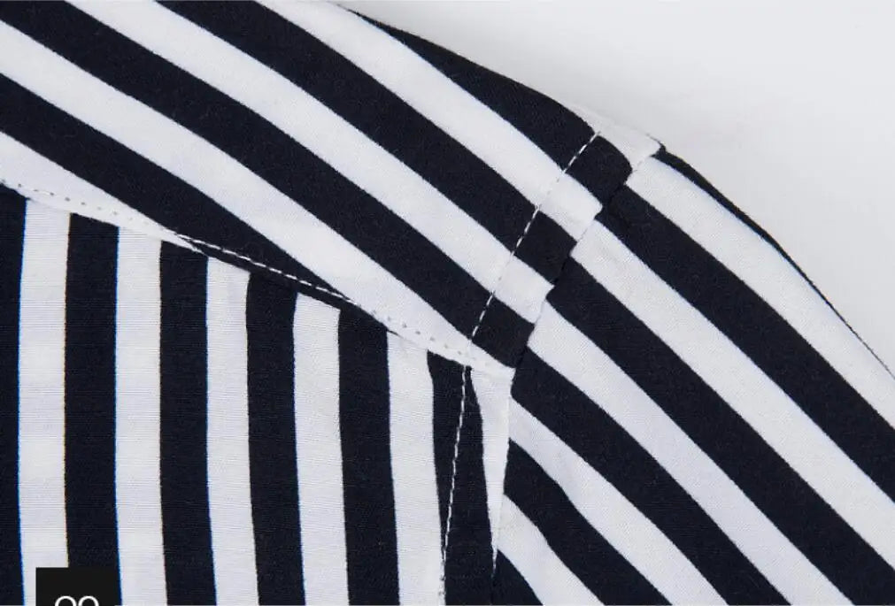 2026 Men's Classic Striped Shirt, Single-breasted Long-sleeved Shirts Autumn New Top Red Blue Black Slim Version Male Chemise