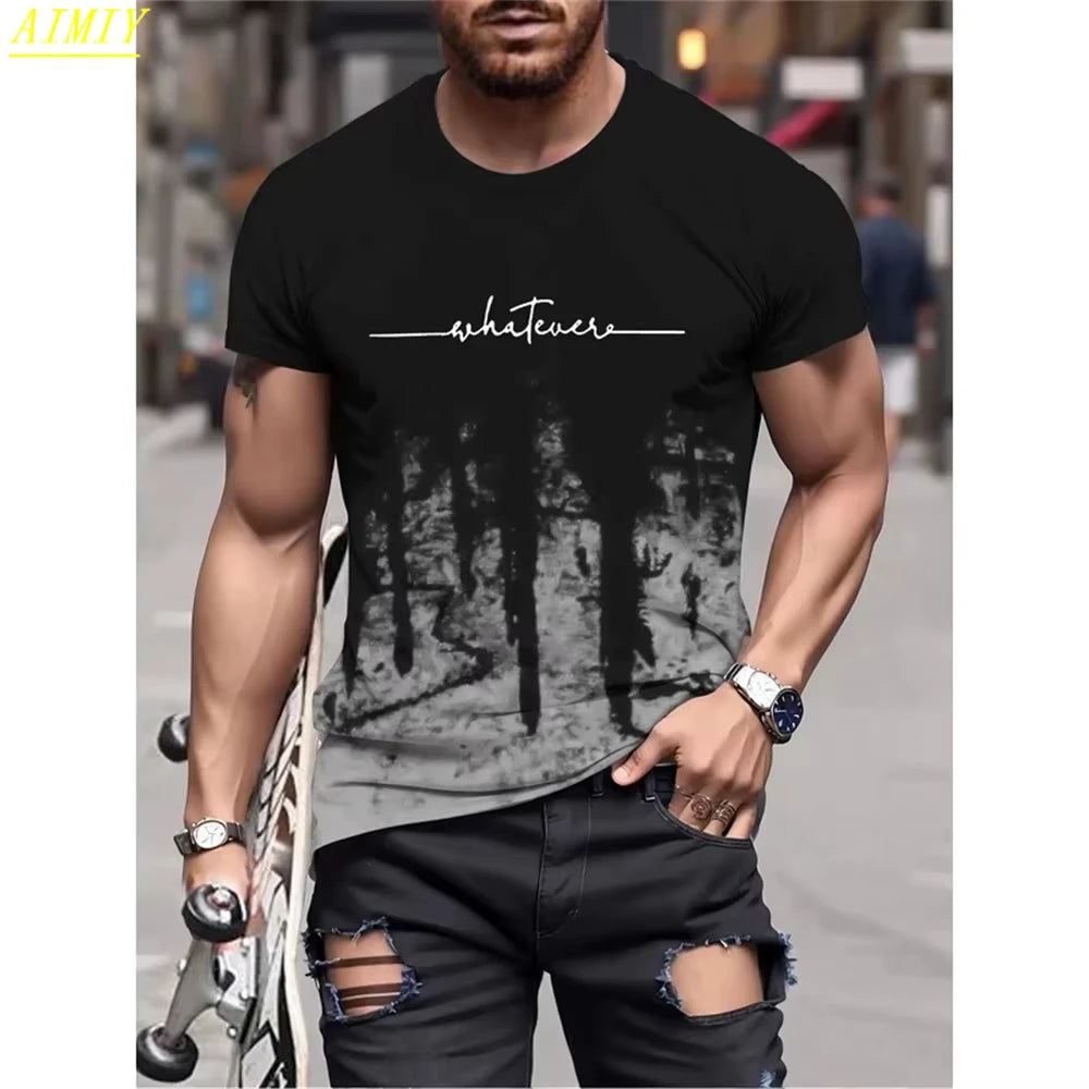 Casual Men's T-Shirts Spring Clothing Ombre Shirts Oversized Short Sleeve Tops Boys Tees Oversized Vintage T-Shirts For Mens