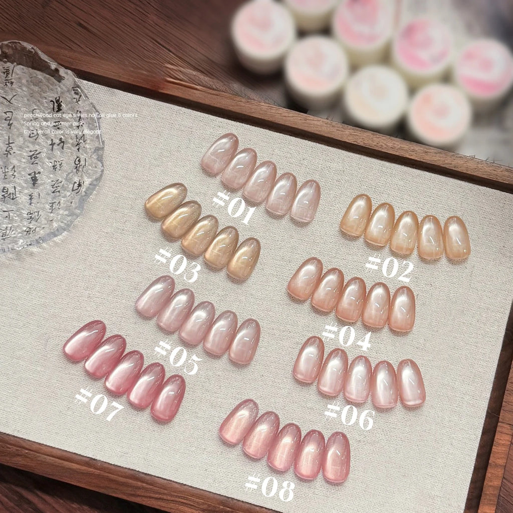 MIANEL 2026 10ML Lover Cat Eye Nail Gel Nude Pink with Sparkling Golden Light Glass Bead for Flattering Cat Eye Manicure