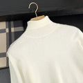 Autumn/Winter Men's 100% Cashmere Pullover Business Casual Solid Knitted Sweater Loose High Collar Tops Basic Thick Warm Jumper