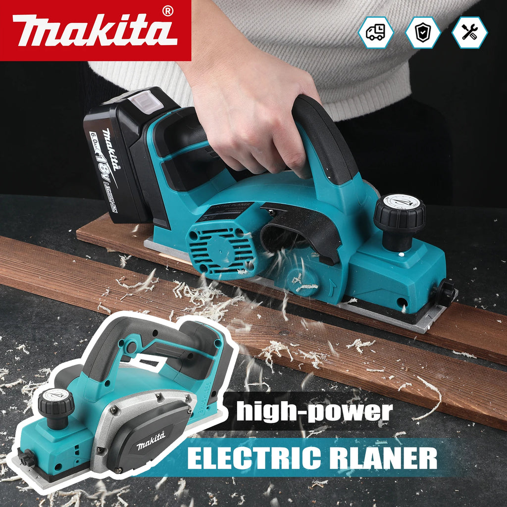 Makita Electric Planer:82mm Planing Width,15000rpm,650W Power,2.5mm Cutting Depth,Ergonomic Grip forDIY Woodworking&Board Making