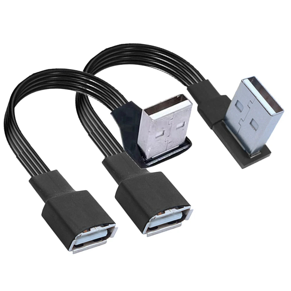 USB male to female extension cable elbow 90 degree right angle soft silicone flat cable USB2.0 elbow charging data cable