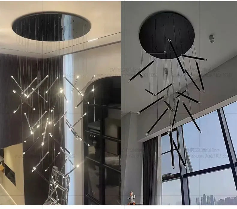 Modern Chandelier Luster Lights For Stair Hall Dining Living Room Duplex Building Indoor Lighting Fixture Staircase Chandelier