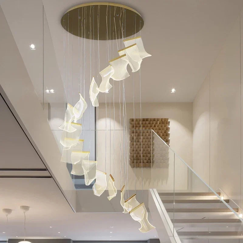 Modern LED Pendant Lights Living Dining Room Lighting Lustre Decor Chandelier Indoor Villa Duplex Stairs Hanging Lights Fixture