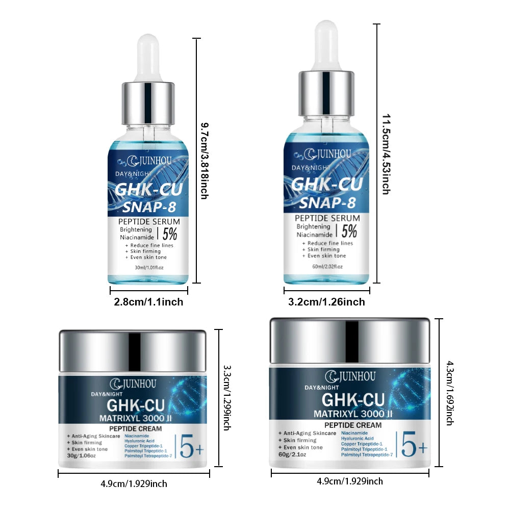 JUINHOU Face Serum Cream Set Blue Copper Peptide SNAP-8 Matrixyl 3000 II Anti Aging Makes Skin Youthful For Mature Facial Skin