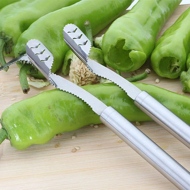 1/2PCS Vegetable Fruit Coring Tool Pepper Tomato Slicer Edge Rotating Cutter Corers Seed Remover Stainless Steel Kitchen Gadgets