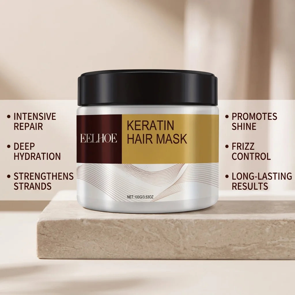 Keratin Hair Mask Nourishing Repair Hair Treatment Mask 100g Smoothing Moisturizing Mask for Dry Damaged Frizzy Bleached Hair