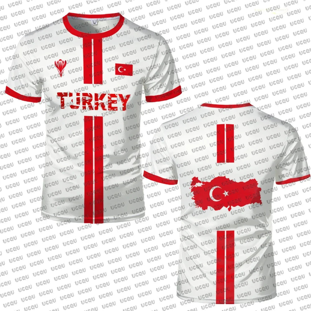 Türkiye 3D print sport Quickdry Breatha men women T-shirt outdoor football jersey fanTeam training apparel parent-child clothing