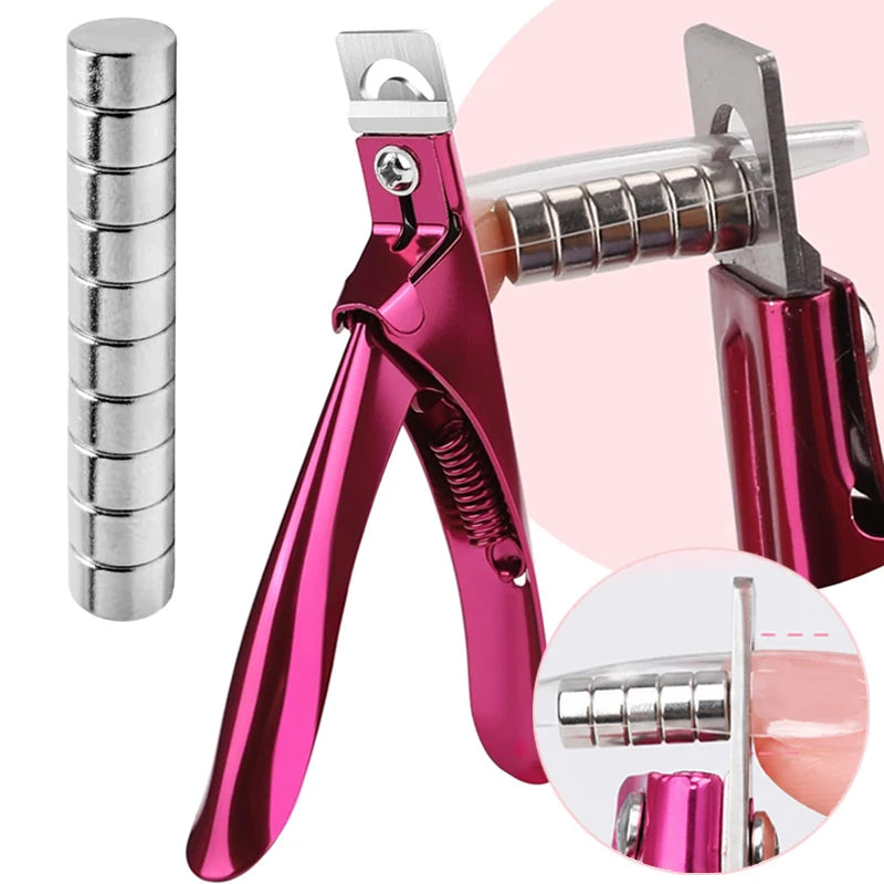 Nail Art Tools Powerful Magnet Nails Tip Cutter with Length Measurement Cat Eye Magnet Manicure Tool for Salon Home Nail Art