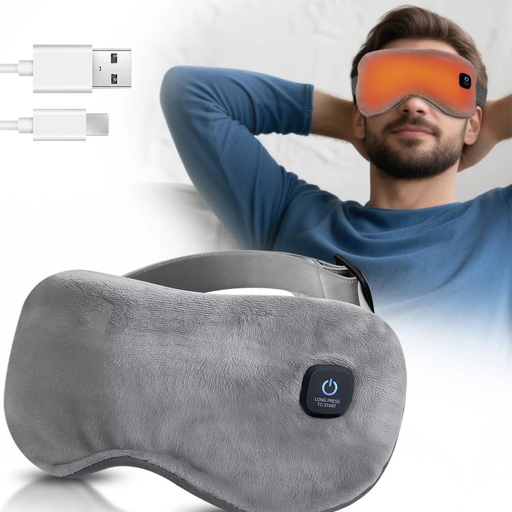 Heated Eye Mask for Dry Eyes Warm Eye Compress Sleeping Mask Light Blocking Washable Eye Heating Pad for Travel Office Home