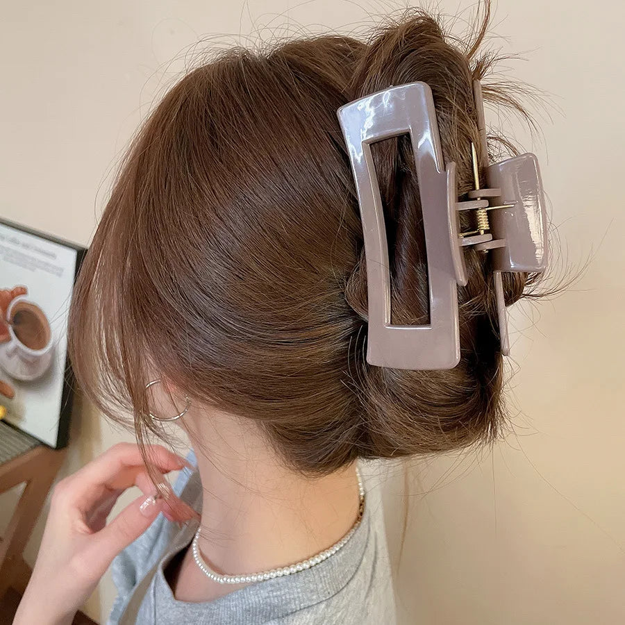 Square Soft Rubber Hair Claws Women Large Solid Silicone Shark Clip Grab Clip Anti Fall Non Fragile Clip Headband Hair Clip M