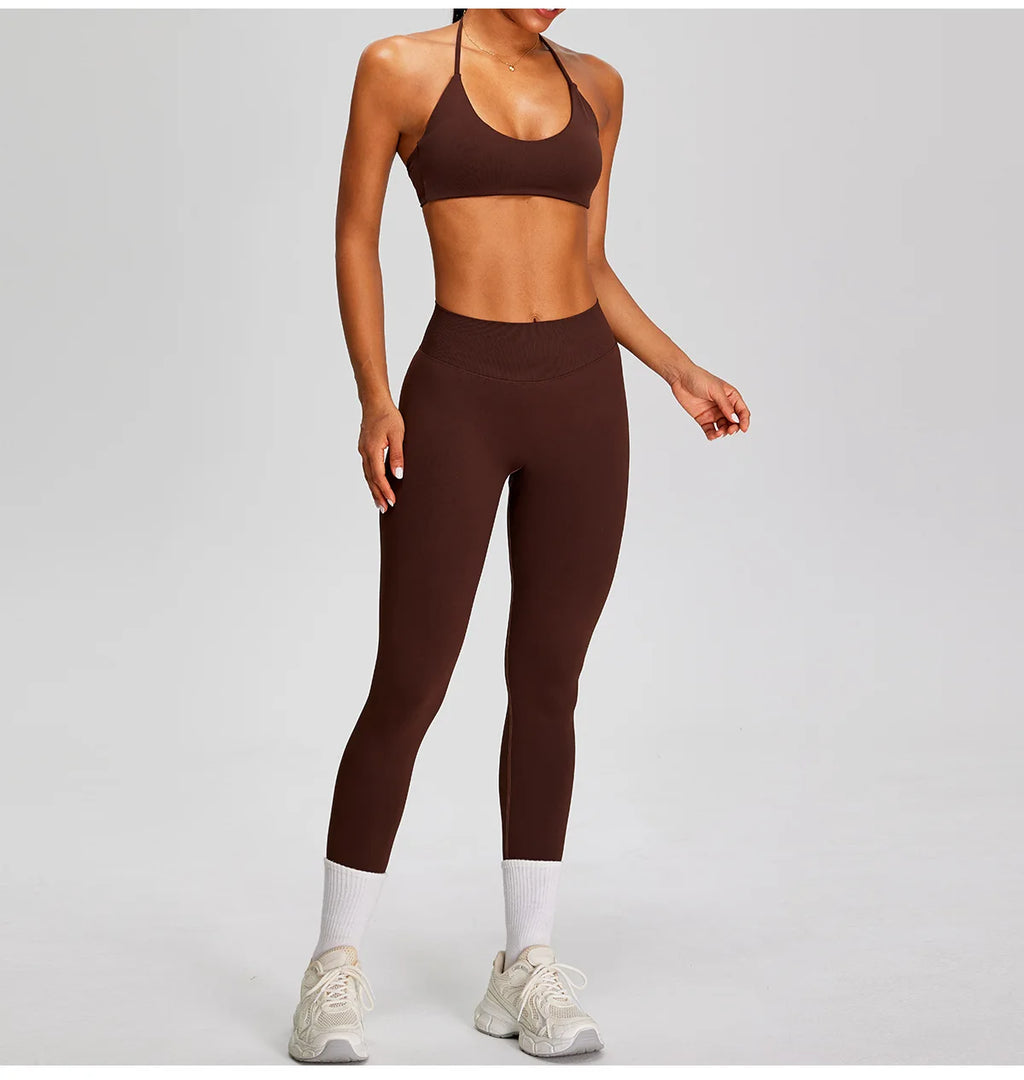 PMW Women Seamless Yoga Set Outdoor Cycling Running Sports Set High Elasticity Lifting Buttocks Quick-Drying Yoga Clothes