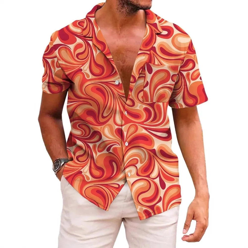 Summer Trendy Hawaiian Men's Palm Beach Shirt Tropical Vacation Clothing