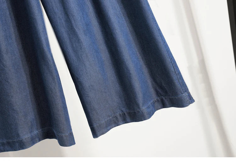 Women's Summer Slim Straight Leg Jeans Wide Leg Ice Silk Casual High Waist Trousers Cotton Polyester Blend No Ironing Needed