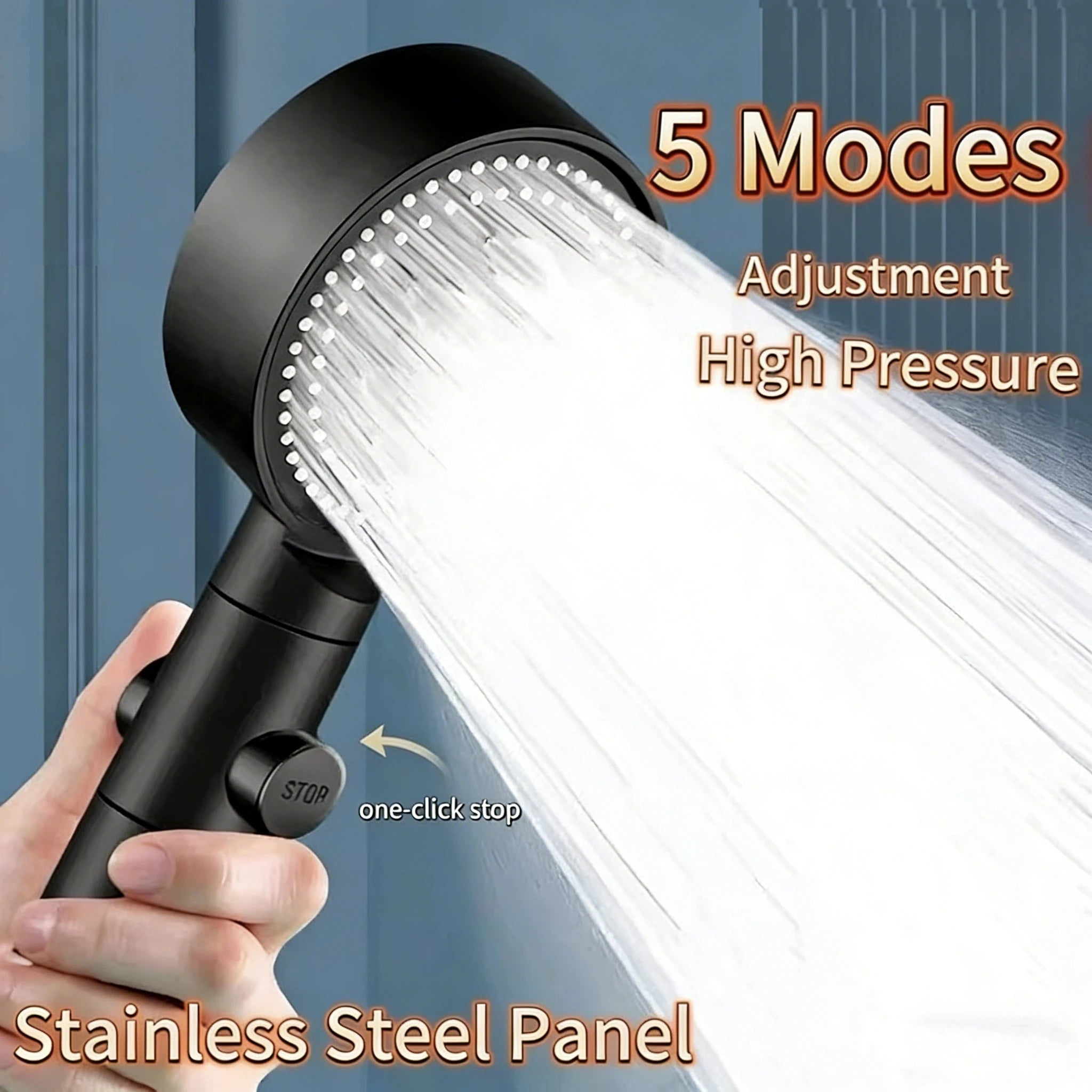 Shower Head 5 Modes Water Saving Adjustable High Pressure Showerhead Handheld Spray Hangable Bathroom Accessories Hot Selling