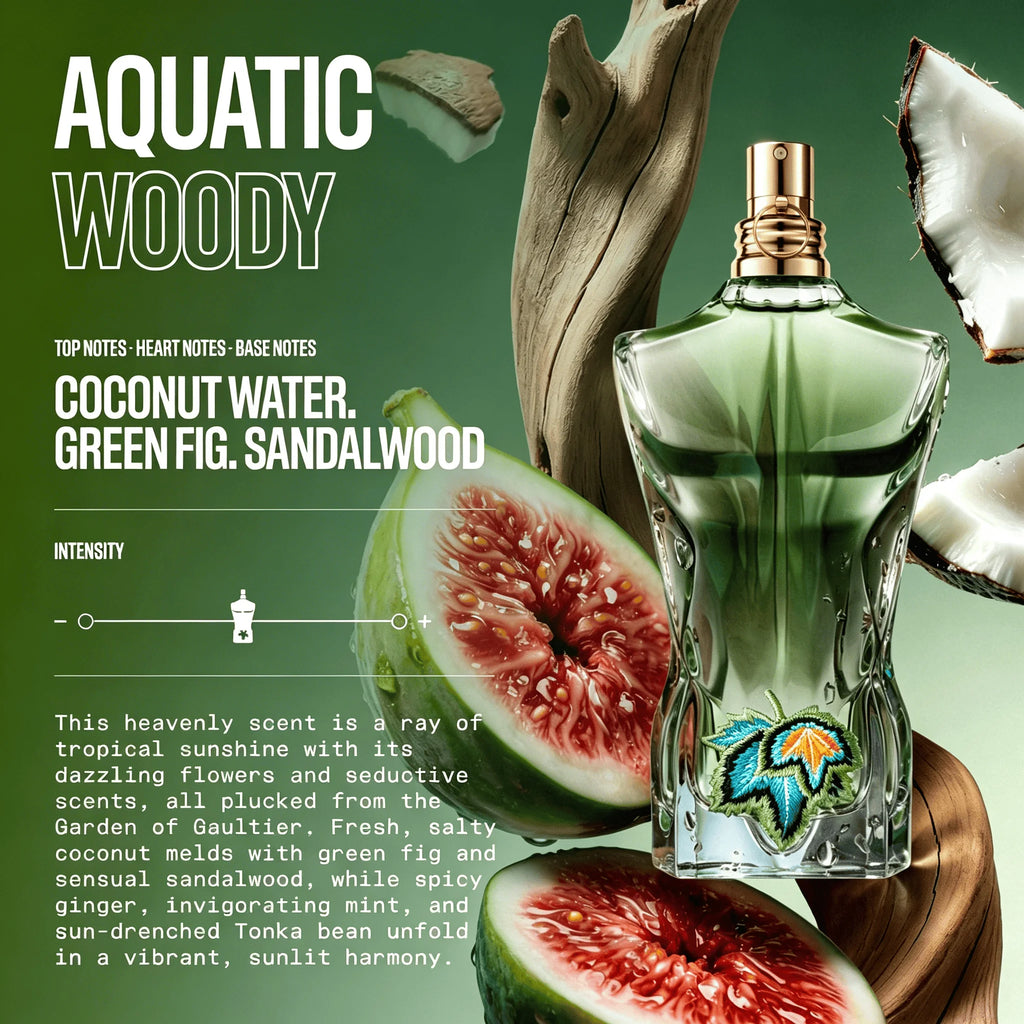 Jean Paul Gaultier Le Beau Paradise Garden Eau De Parfum for Men - Long Lasting Fresh Woody Aquatic Men's Cologne with Coconut Water, Green Fig & Sandalwood - Designer Fragrance Spray 125ml