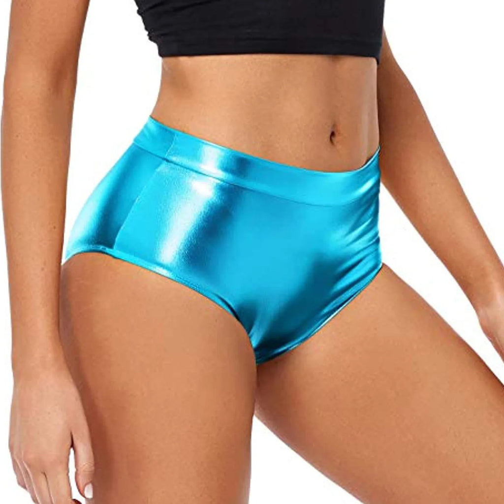 Women's Shiny Booty Shorts Faux Leather Hot Pants Rave Dance Festival Bottoms Pole Dancing Performance Shorts Party Clubwear