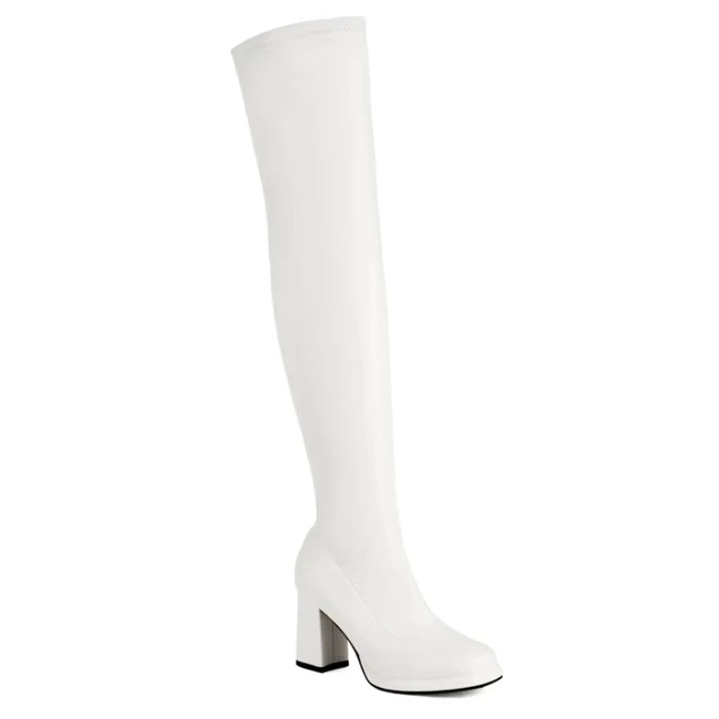 SGESVIER Women's Over the Knee High Boots Elegant Autumn Winter Shoes Gold Silver Heeled Long Thigh Boot Ladies Party Shoes