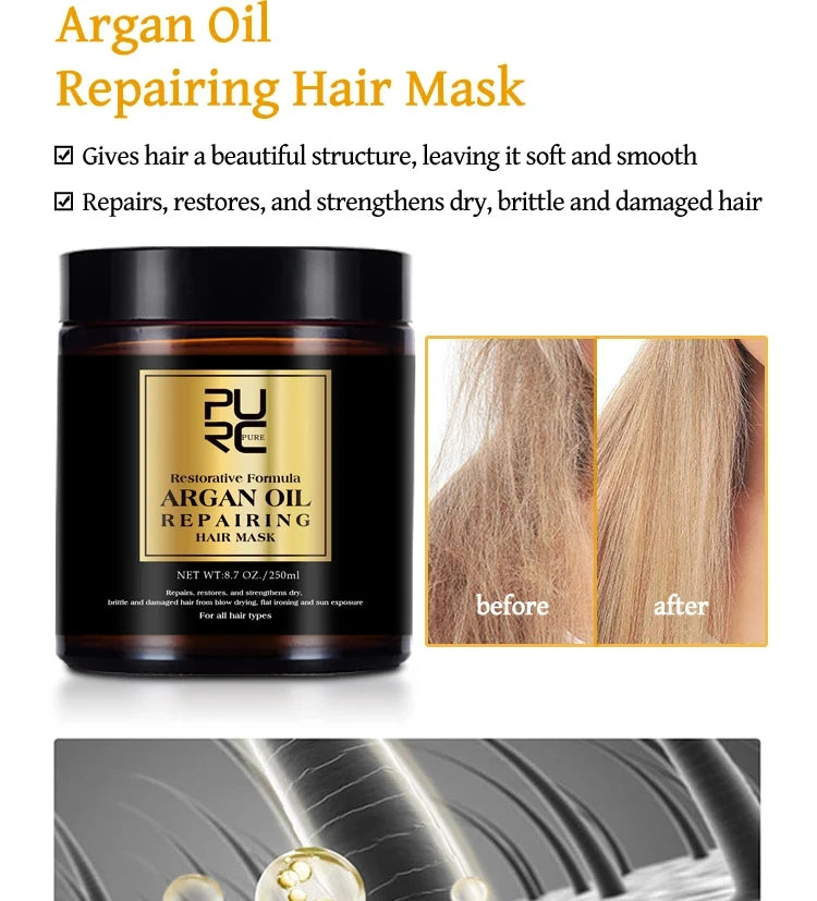 PURC Morocco Set Serum Smoothing Shampoo Conditioner And Repair Hair Mask Anti Dandruff Scalp Anti-Itch Hair Care Products Kit
