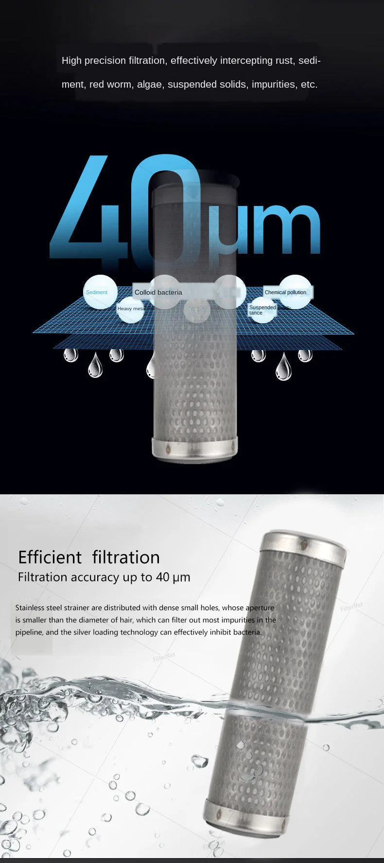 5 Inch Prefilter 304 Stainless Steel Hot Water Filter Housing DN15 DN20 DN25 for High Temperature High Flow Water Filter Housing