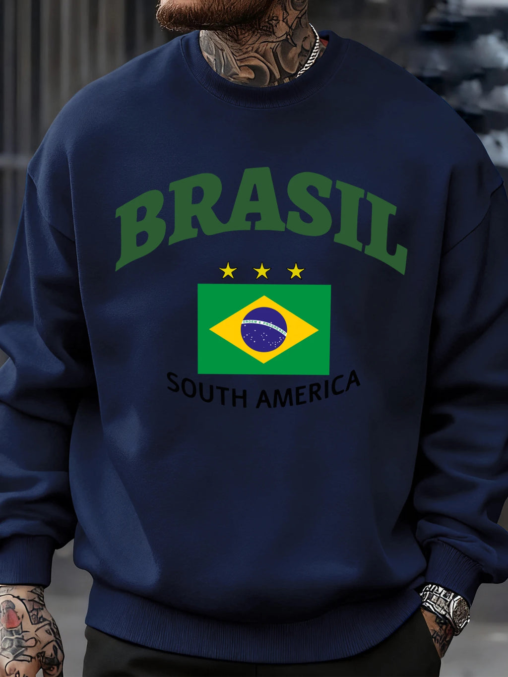 Brasil South America Prints Man Pullover Trendy Fleece Sweatshirt Autumn O-Neck Clothes Warm Milticolor Top Fashion Streetwear