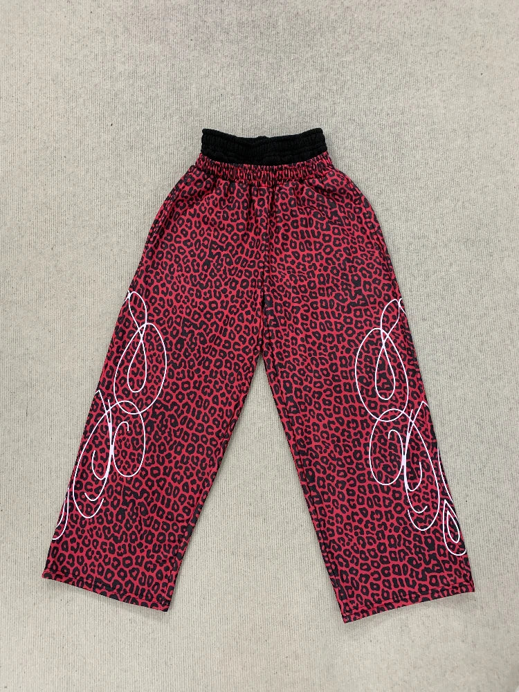New Loose Y2K Leopard Print Design with Elastic Punk Embroidery Rope Casual Pants for Men in the Summer of 2026