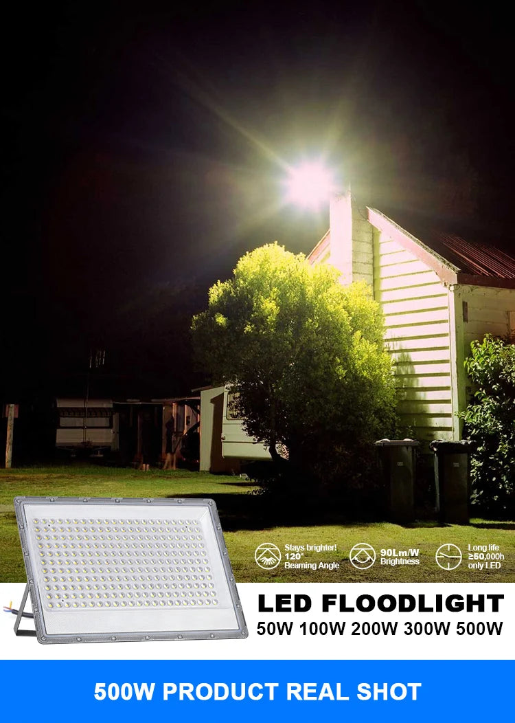 Led Floodlight Outdoor IP66 Waterproof 50W 100W 200W 300W 500W 220V Reflector LED Garden Lighting Street Lamp Wall Flood Lights