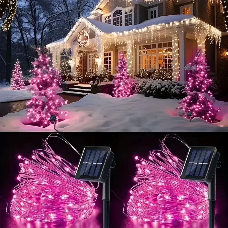 2~30M Ultra Long Solar String Fairy LED Light Outdoor Copper Waterproof Wedding Garland Decoration Garden Lights Party 8 Modes