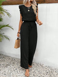 2026 Summer New Women's Suit Sleeveless O-neck Top Elastic Waist Straight Pants Slim Street 2-piece Set
