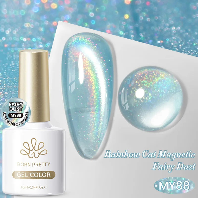 BORN PRETTY 10ml Silver Water Light Cat Magnetic Gel Nail Polish Nail Supplies Vernis Semi Permanent Gel for Fall Winter Nails