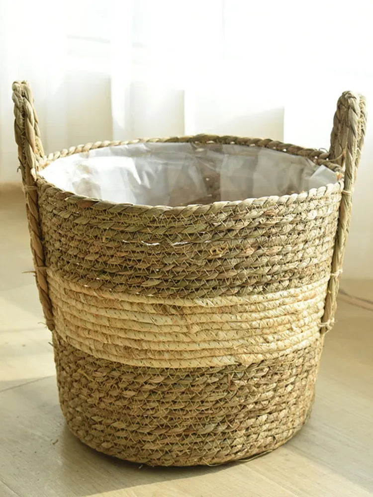 Natural Wicker Planter Basket  Flower Pot Home Garden Rattan Basket Straw Flower Basket 20/25/30CM