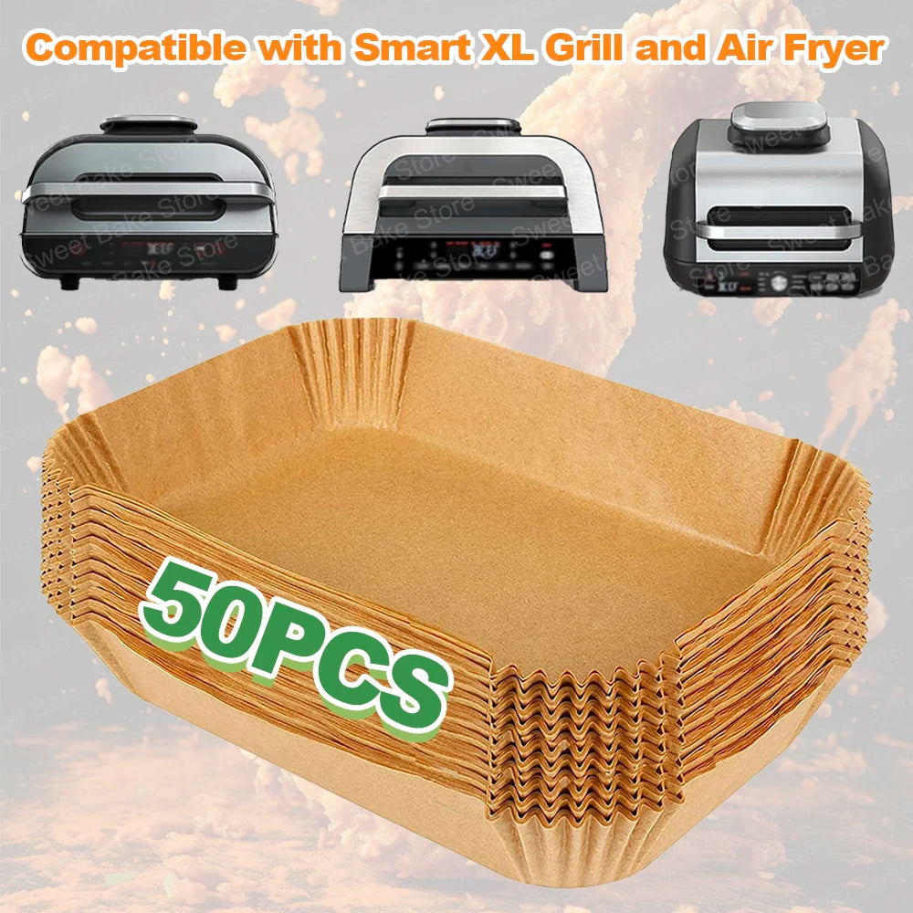 Air Fryer Liners Rectangular Disposable Parchment Paper for Ninja FG551 6-in-1 Grill Air Fryer Baking Accessories for Ninja XL