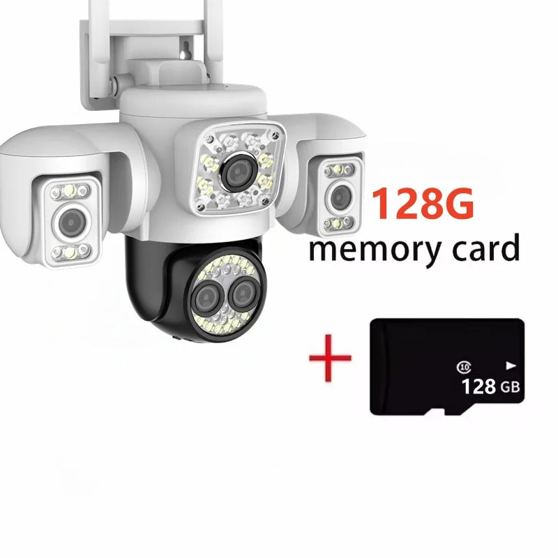 Security Protection 10K WiFi Camera Outdoor Four Lens Triple Screen 10X Zoom 360° CCTV Surveillance Yoosee 20MP Security Cameras