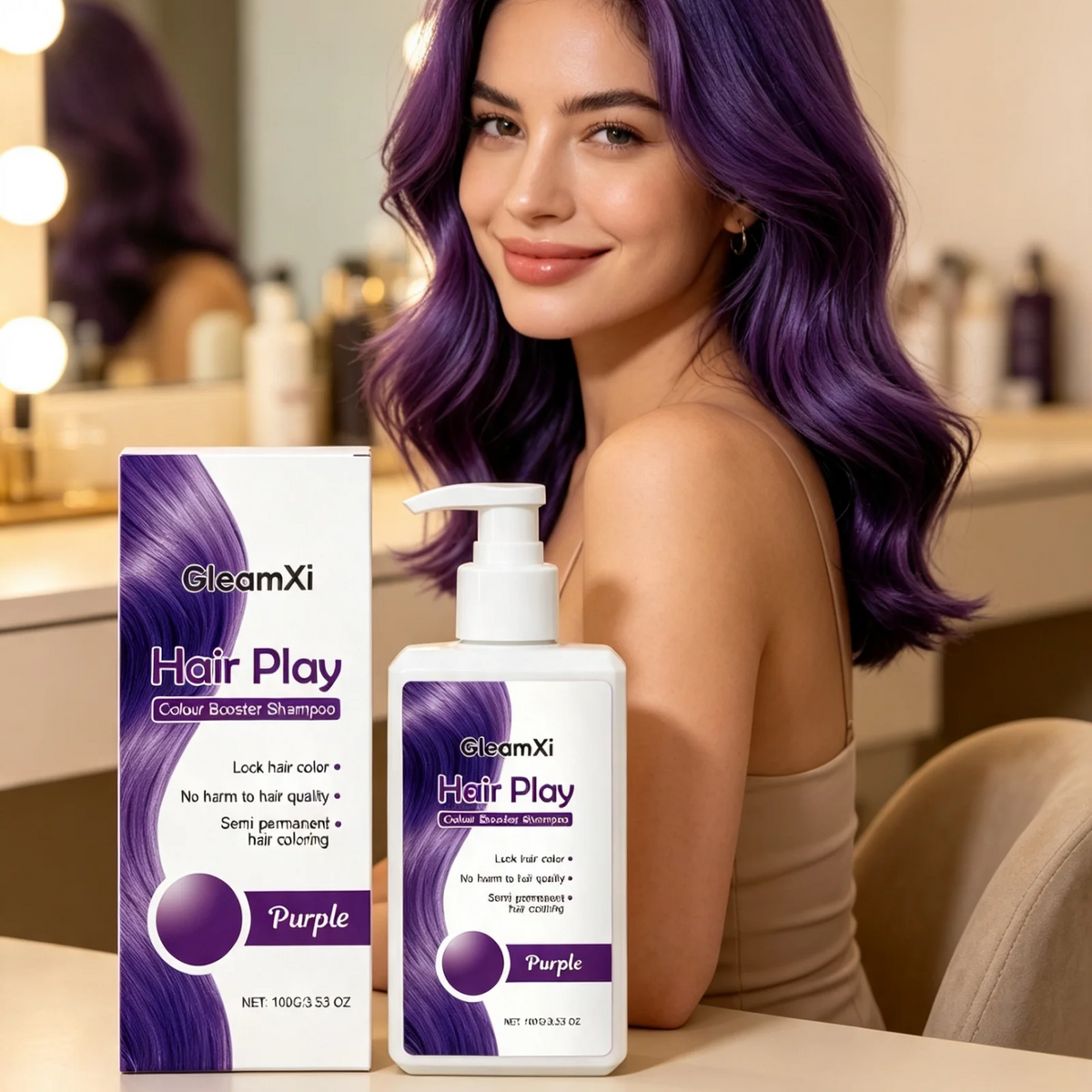 GleamXi Hair Dye Shampoo Deep Moisturizing Gray Coverage Prevents Dryness Natural Gentle Nourishing Hair Coloring Shampoo 100g