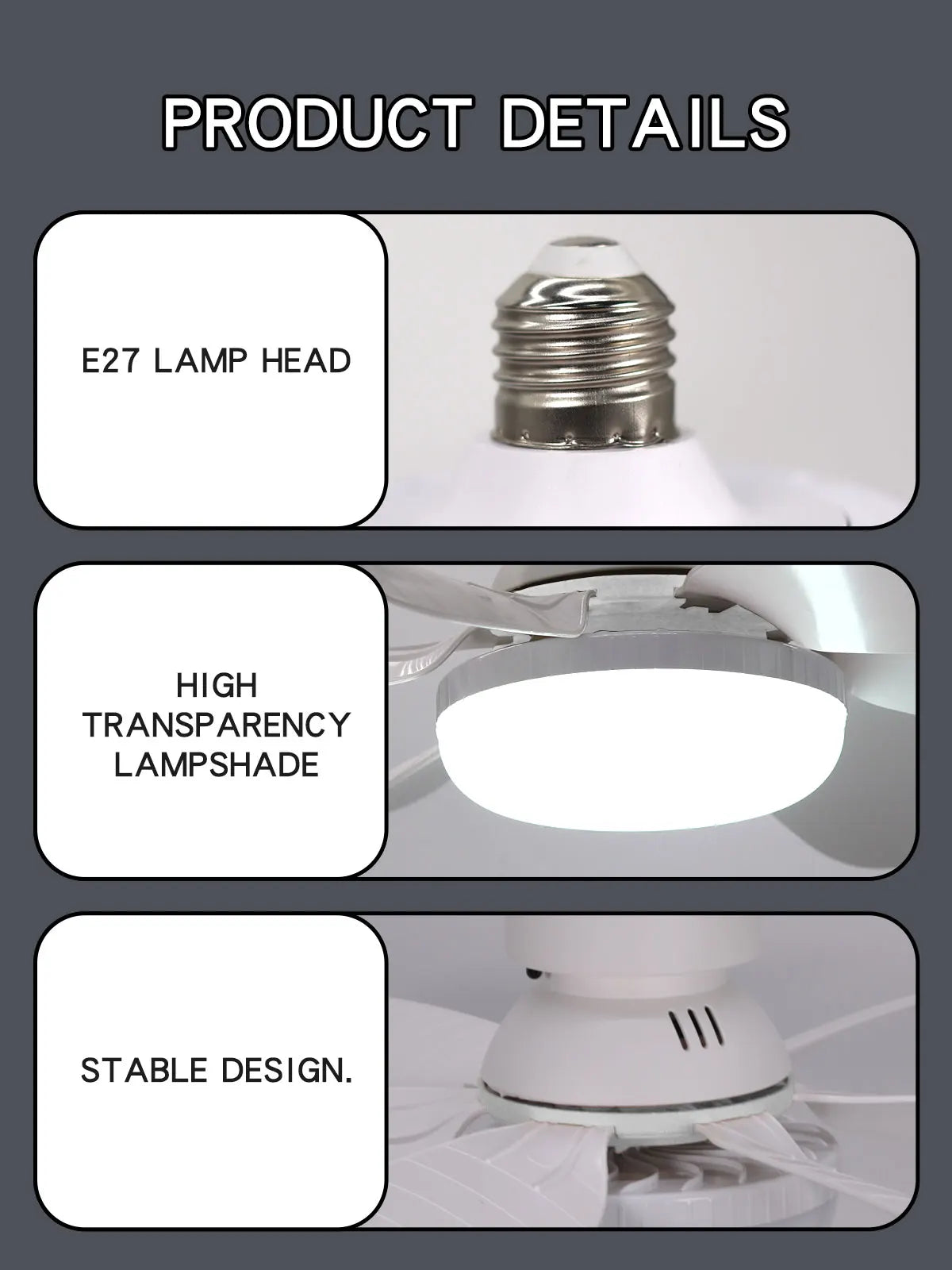 E27 with Remote LED 30W 40W Ceiling Fan Light Dimming Function Suitable for Living Room Study and Home Use 85-265V