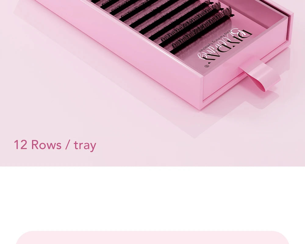 DIYDAY Easy Fan Volume Eyelash Extensions Wholesale C D Curve Easy Blooming PBT Mink Eyelashes Camellia False Lashes Supplies