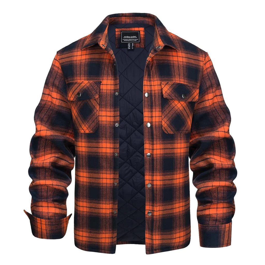 MAGCOMSEN Flannel Shirt with Quilted Lined Jacket Mens Long Sleeve Plaid Shirt Coat Button Down Outerwear Winter Male
