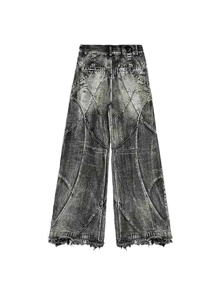 Vintage Y2k Streetwear Punk Hip Hop Jeans Women Pants Grunge Baggy Ripped Denim Trousers Gothic Distressed Wide Leg Jeans Goth